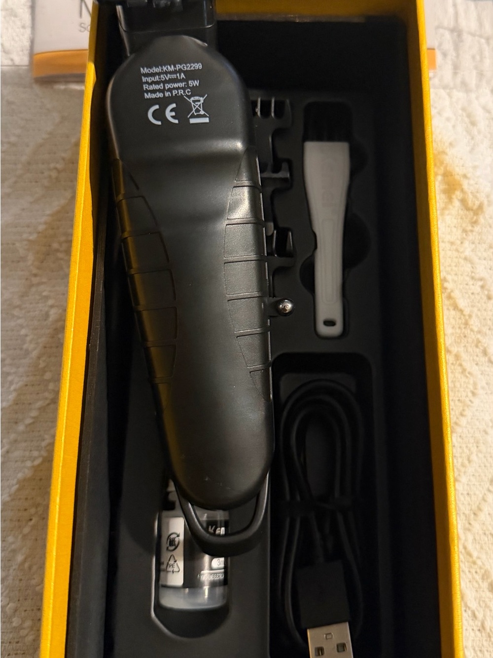 Corded Black Electric Hair Clipper with USB Cable